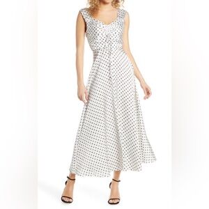 Jill Jill Stuart Polka Dot Printed Charmeuse Maxi Dress Size 0
